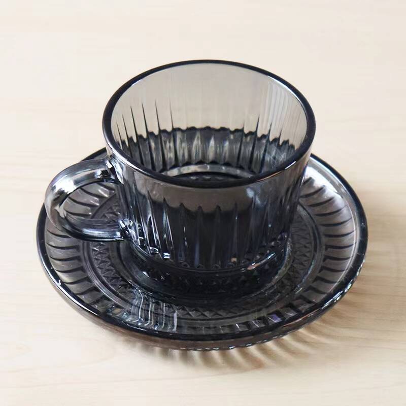 Taza de café de vidrio transparente de estilo europeo, 12 piezas, taza de té de la tarde de lujo ligero, set de regalos de actividad