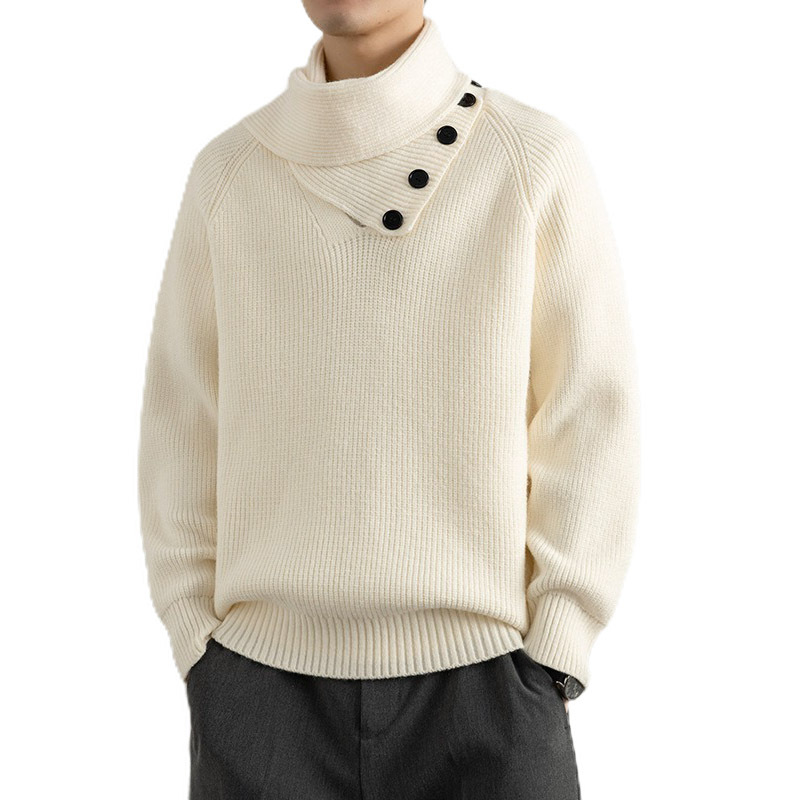 Explosiones transfronterizas de tamaño grande turban desmontable camisa de punto suéter masculino botón de sentido superior otoño invierno fábrica al por mayor