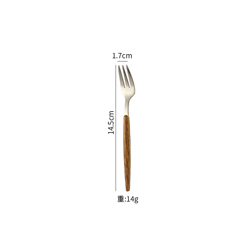 Stainless Steel Flatware Set With Wood Grain Handle 4 Piece_voghion.com
