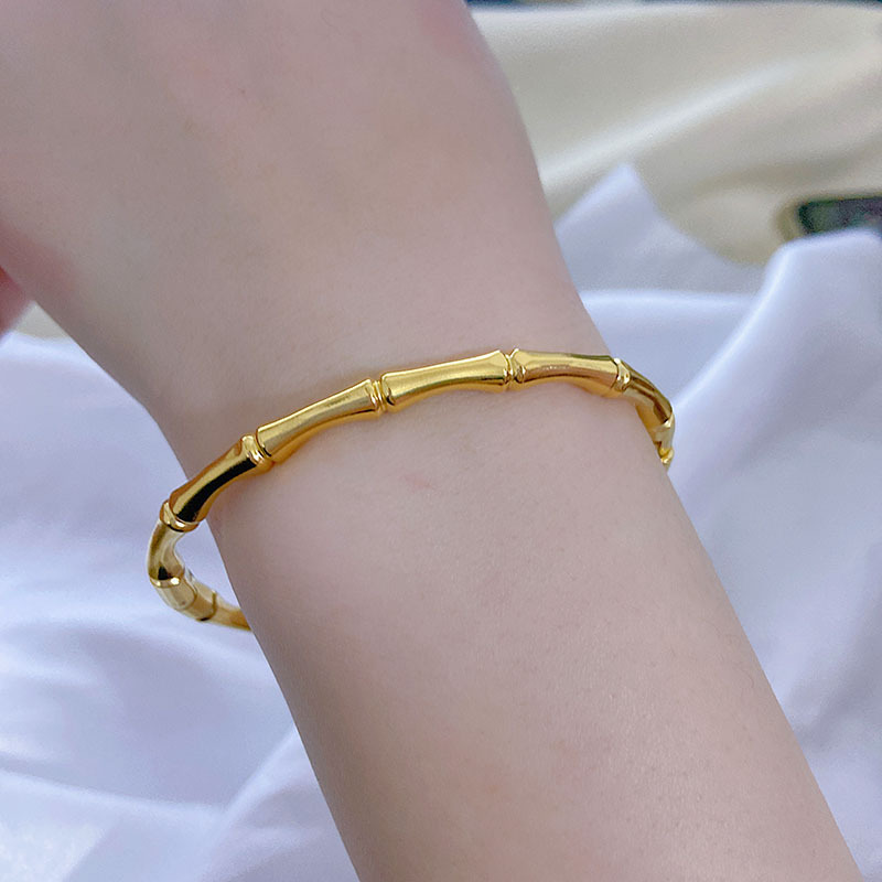 Chinoiserie Casual Bamboo Solid Color Titanium Steel Plating Bangle display picture 3
