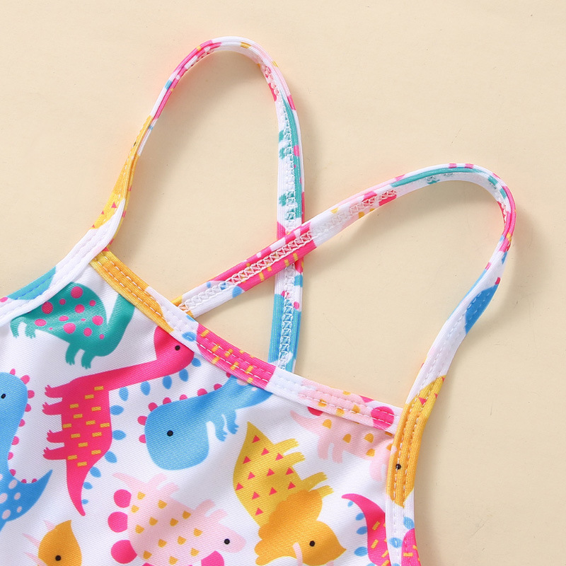 Girlu0027S Cute Dinosaur Polyester Tankinis 2 Piece Set