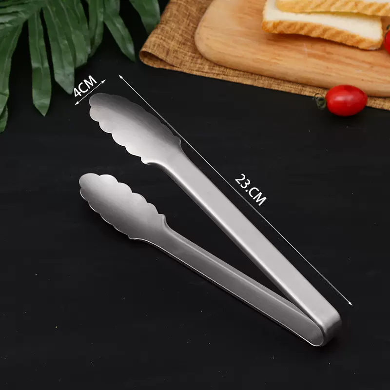 不锈钢食物夹食品夹面包夹烧烤夹子厨房工具磨砂现货批发