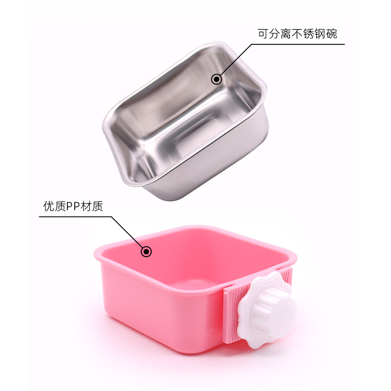 Jaula para perros Cuenco para mascotas Cuenco para perros colgante Cuenco para perros de acero inoxidable resistente a la voltereta