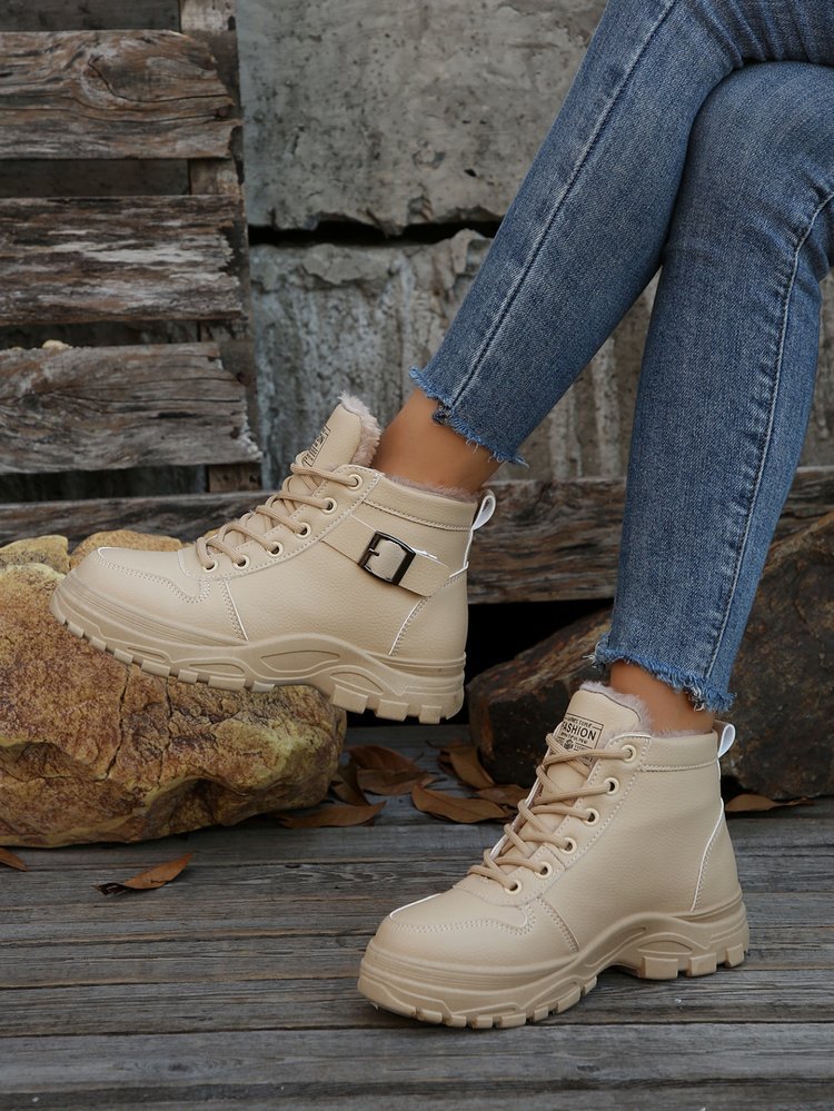 Scarponi da montagna grandi da donna nuovi autunnali e invernali più stivali da neve in velluto e spessi scarpe di cotone da donna_voghion.com