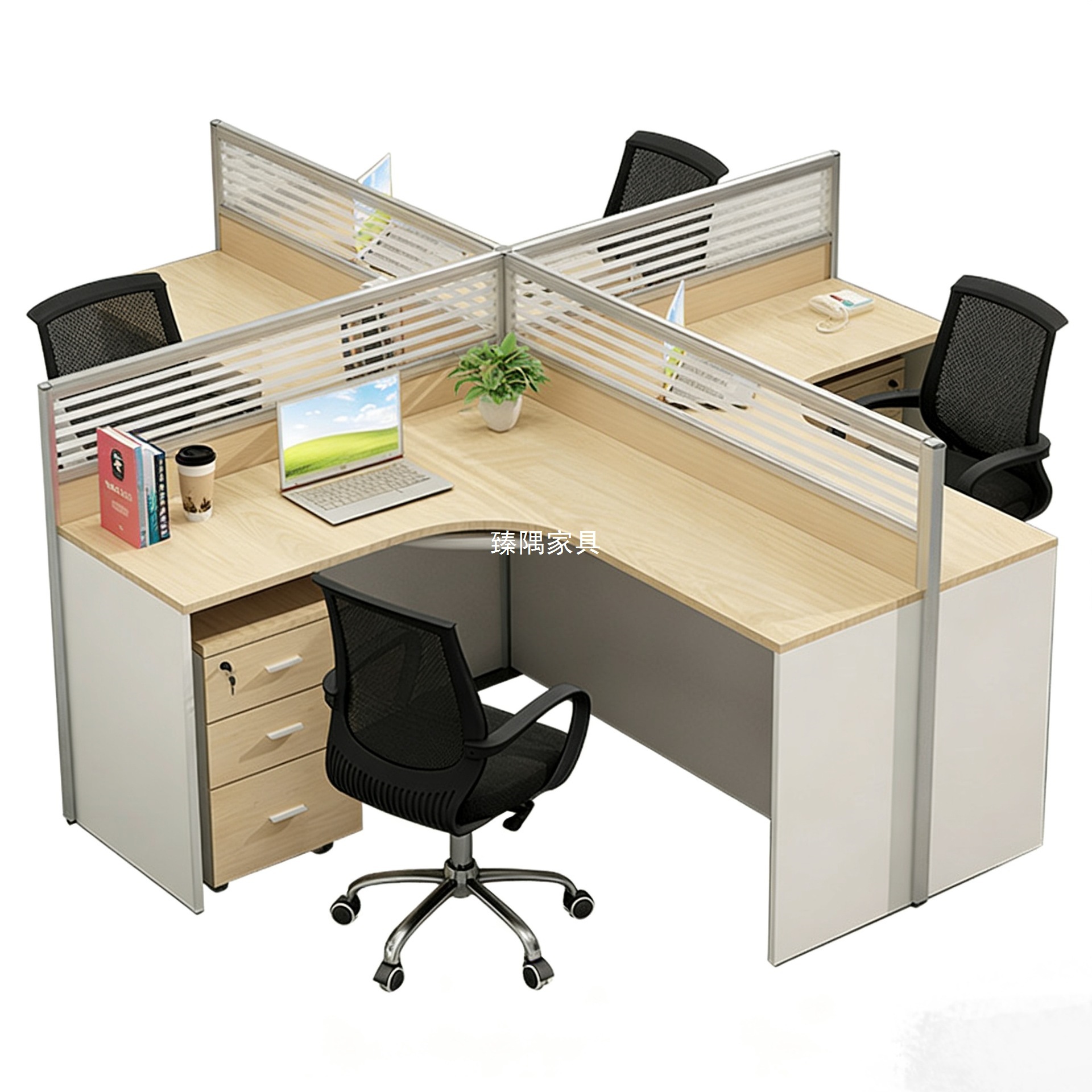 Mesa de personal de escritorio de personal de escritorio de computadora simple combinación de sillas de escritorio de pantalla de partición financiera