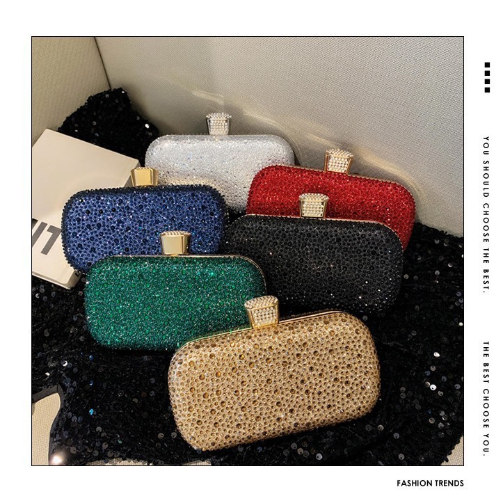 Bolsa de cena de moda transfronteriza de dama brillante y lujosa decoración de diamante bolsa de mano bolsa de cena elegante temperamento bolsa de cena
