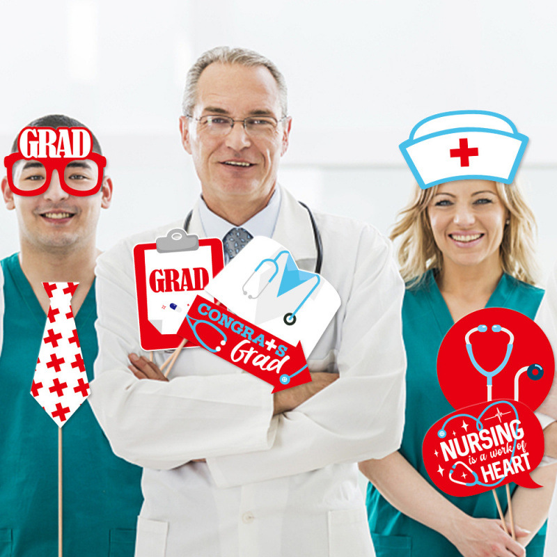 Temporada de graduación de Amazon, props de fotos de enfermería médica, fiesta de graduación, decoración de fiesta, props de selfie creativos extraños