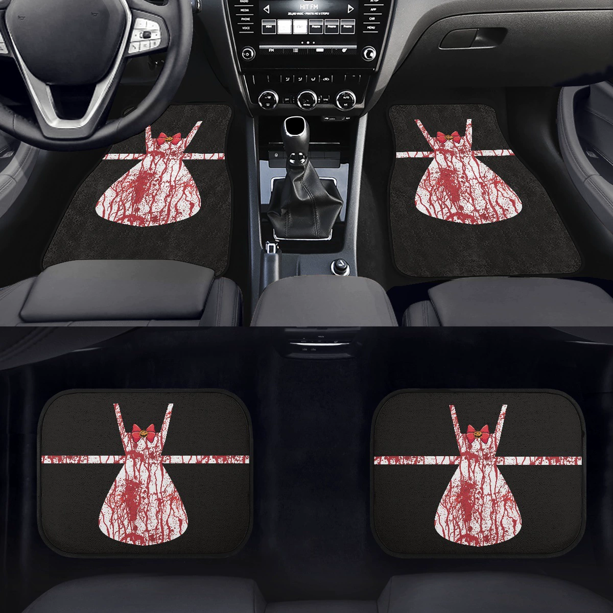 Halloween car decorative pumpkin bat foot pad five -seater universal ghost 4 -piece set cushion car mat ha