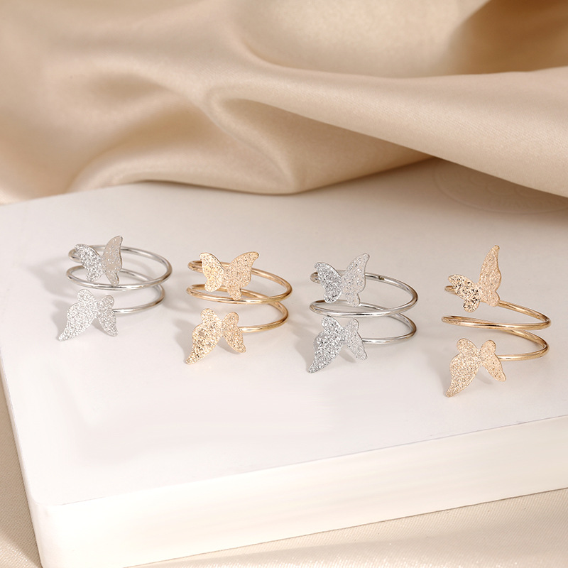 跨境专供可调节开口食指戒指环蝴蝶戒指小众设计指环欧美简约风