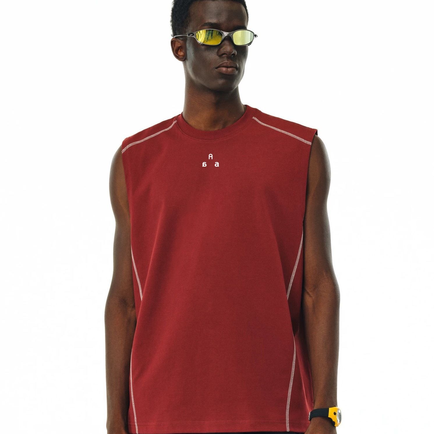 American-Style Ice-Feel Antibacterial Anti-Mite Yoga Running Sports Printed Vest National Trend Sleeveless Tank Top Basketball