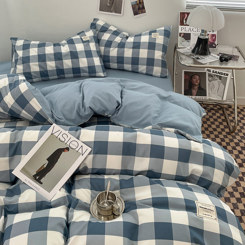 日本式水洗い綿純色四点セットシンプル無印風学生寮純綿三点セット純綿シーツ