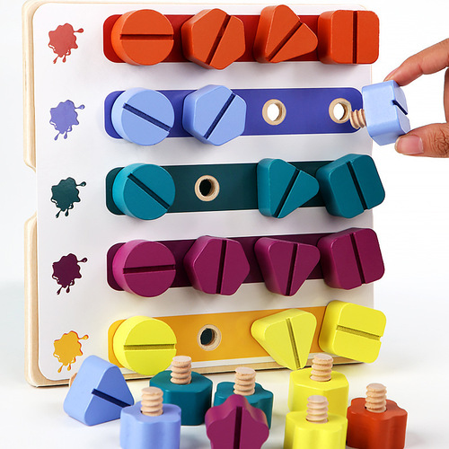 Children's screw shape matching color cognitive nut tool early education hand-eye coordination training educational toys