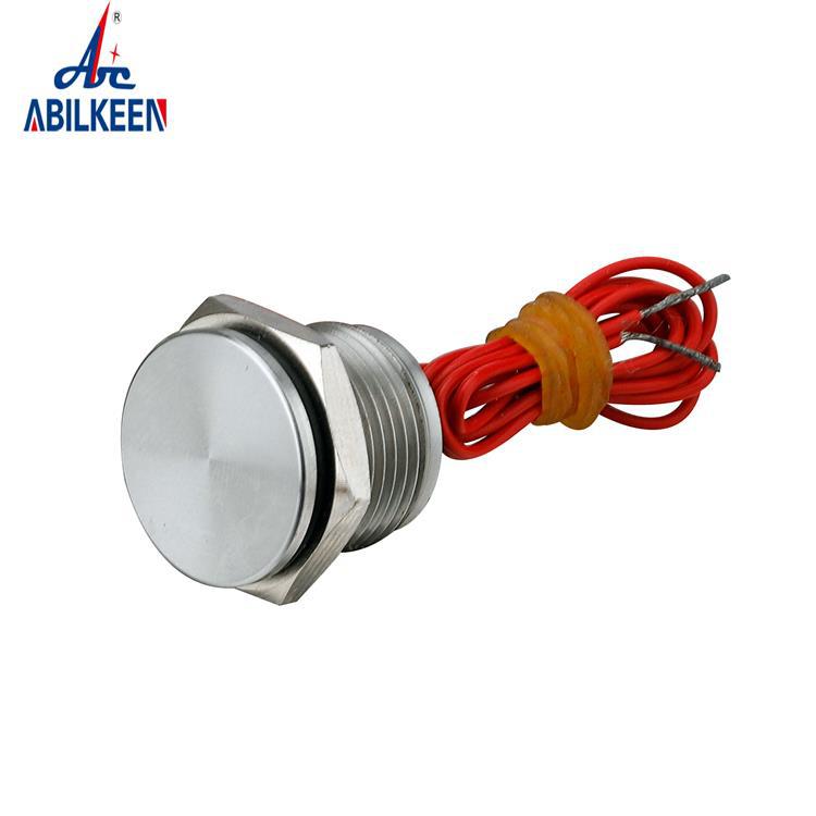 现货供应16mm平头自复位压电开关 304不锈钢IP68防水压电触摸开关