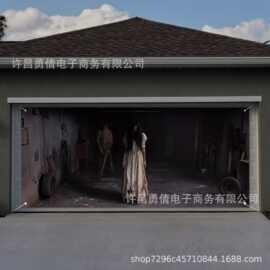 外贸热卖恐怖南瓜鬼万圣节车库门横幅背景布挂布派对旗帜摄影道具