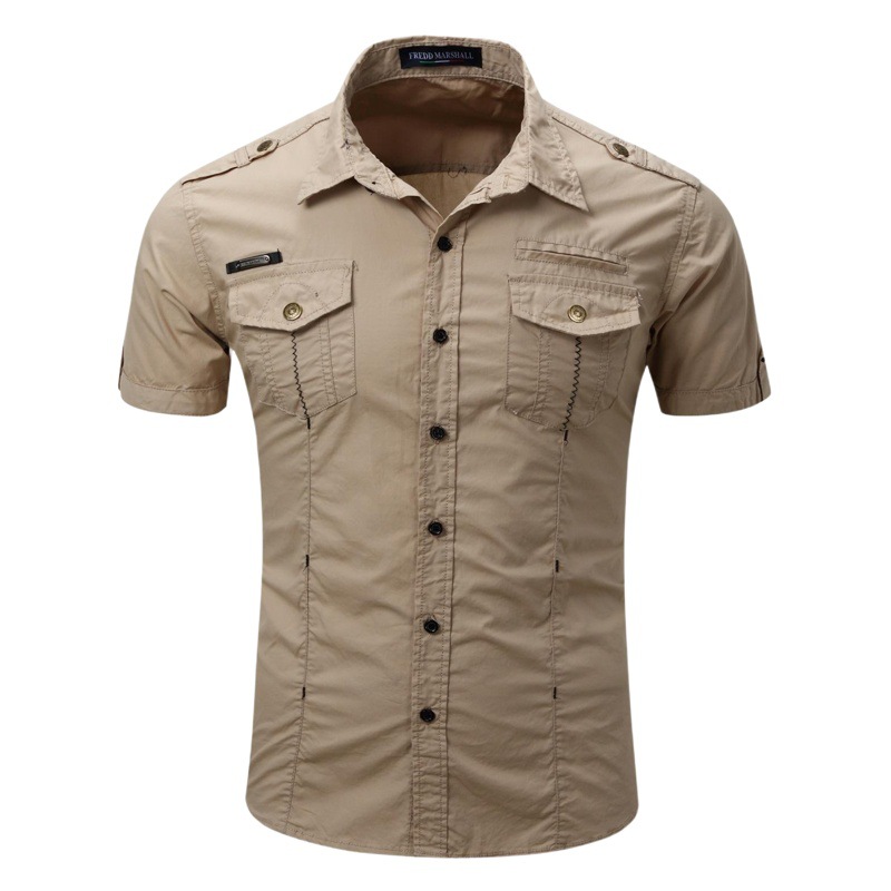 Foreign Trade Men's European and American Short-sleeved Shirt Outdoor Men's Large Size Military Workwear Cotton Shirt Amazon 55888