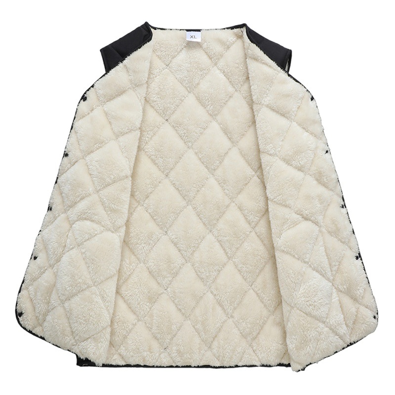 Three sheep Winter 2022 plus velvet padded men's cotton vest men's father's warm vest wear inside and outside wear middle-aged and elderly