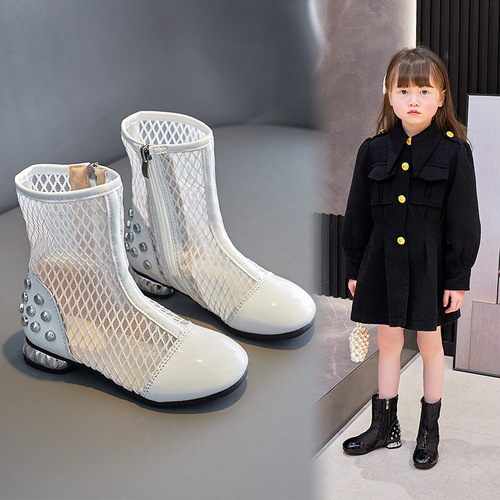 Girls Sandals  Summer New Children's Net Shoes Korean Version High Top Fashion Children's Sandals Solid Color Versatile Roman Shoes