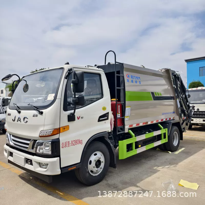 江淮骏铃V5压缩垃圾车容积7方 玉柴140马力后装环卫垃圾清运车