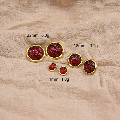 Rich light resin Western European style retro gemstone metal buttons for women's coats, jackets, shirts and clothing buttons