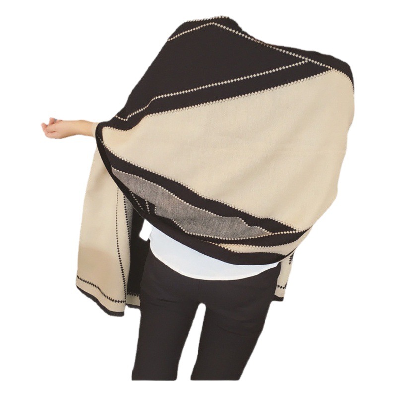 Scarf Women's Autumn and Winter Shawl Korean Style All-match Thickened Warm Neck Double-sided Extra Large Office Dual-use Long New