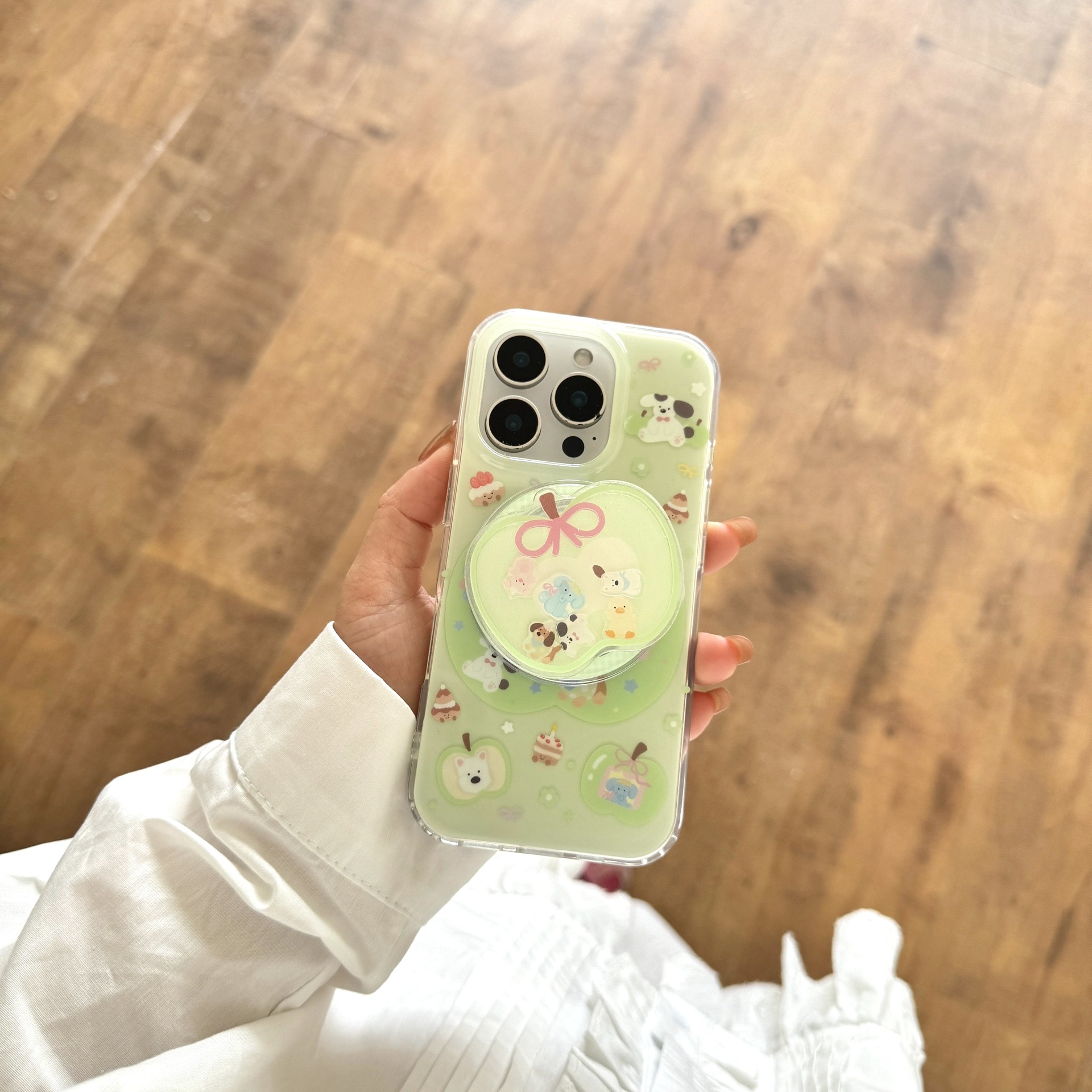 Ins dibujos animados lindo manzana animal mecedora para Apple 15/16ProMax funda para teléfono móvil iphone14 hembra