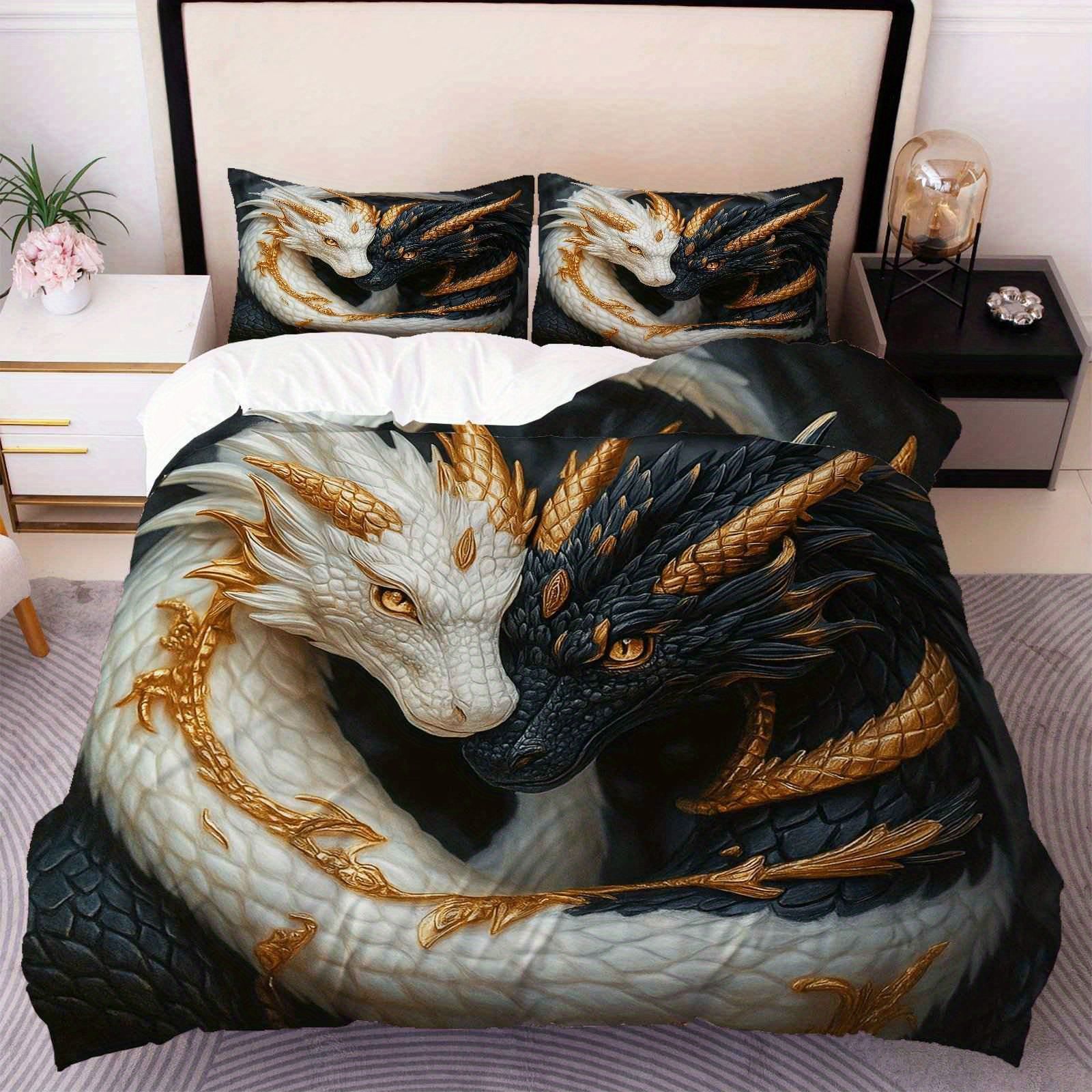 Transfronterizo para textiles domésticos abrasivos de impresión digital colorido dragón quilt kit fuente de fábrica TEMU / JIT