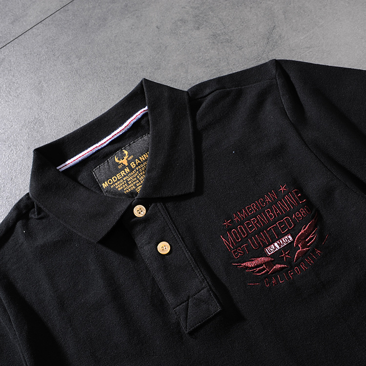 Modern banner spring/summer American click beaded cotton embroidered men's round-neck short-sleeved POLO shirt M703 9 Modern banner spring/summer American click beaded cotton embroidered men's round-neck short-sleeved POLO shirt M703 9