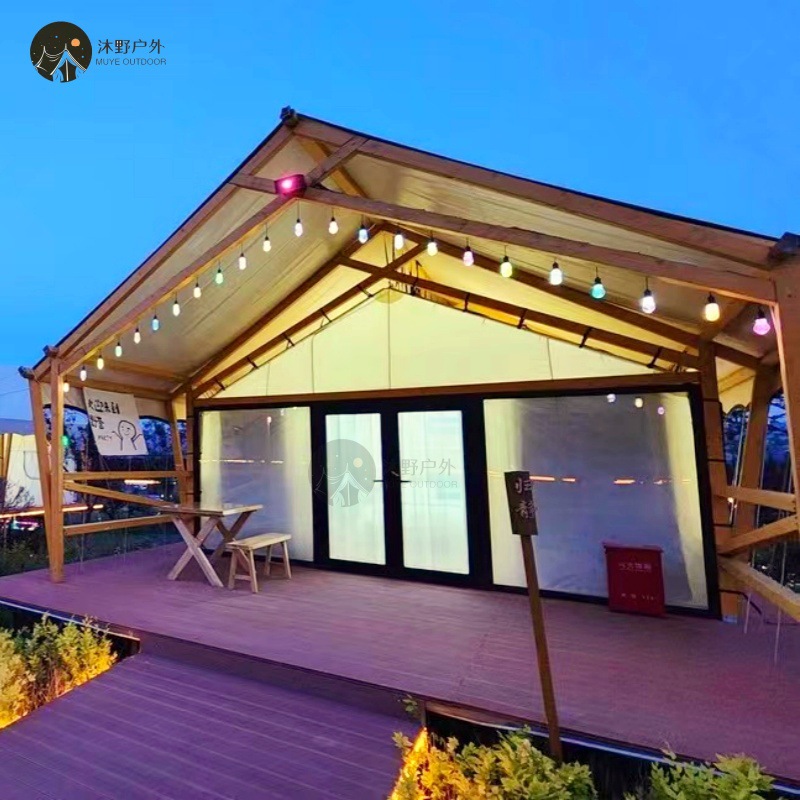 Outdoor camping large wooden structure tent hotel Scenic area Camp…
