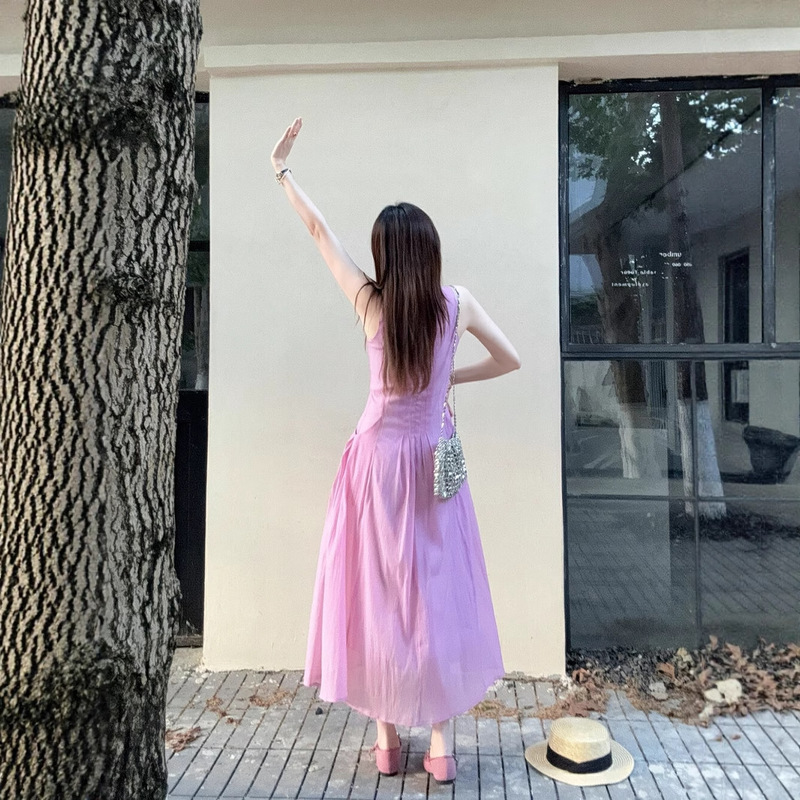 DARA ROSE 本格サマーフレンチ高級感プリーツノースリーブベストワンピース 5593|undefined