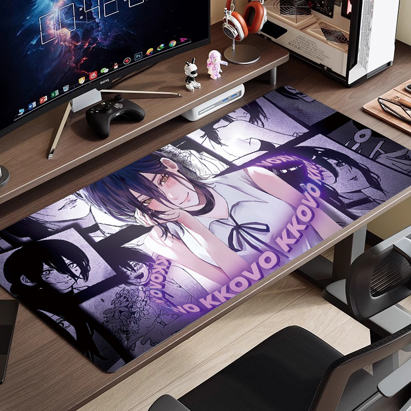黒と白のアニメマウスパッド特大シンプルな二次元eスポーツボーイズコンピュータデスクパッド大型キーボードパッド|undefined
