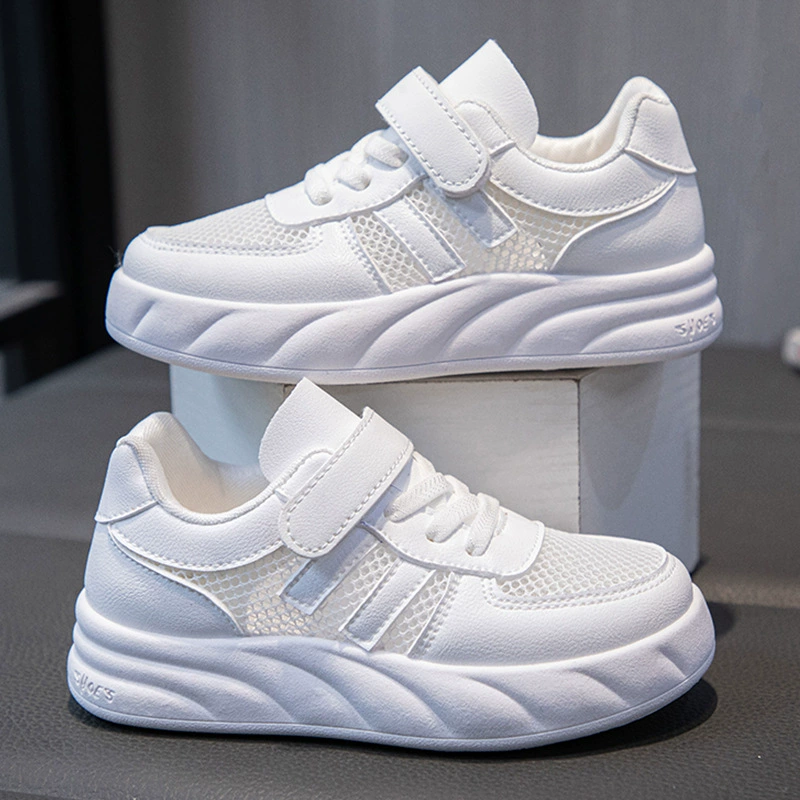 Детская Белая обувь для мальчиков и девочек, настольная обувь на весну и лето, новая дышащая сетчатая обувь, Универсальная мягкая подошва, Студенческая обувь для выступлений