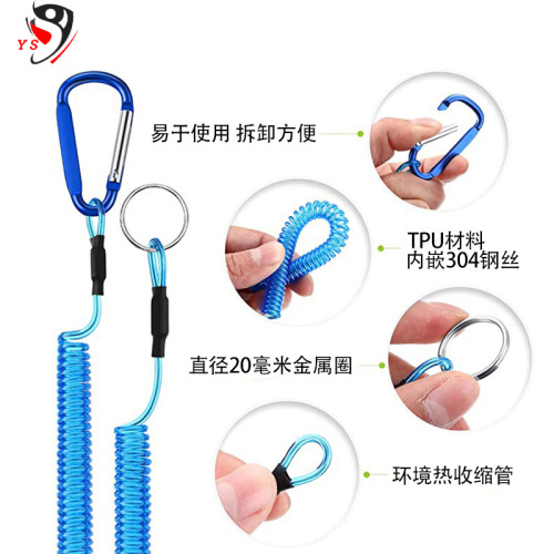 Wire rope climbing buckle accidentally dropped rope telephone line type lure clip control fish device hanging buckle rope high tension fishing gear spring rope