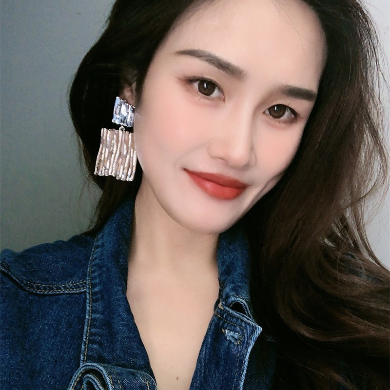 欧美跨境不规则几何形肌理感夸张耳环电镀18K金时髦网红风耳饰|undefined