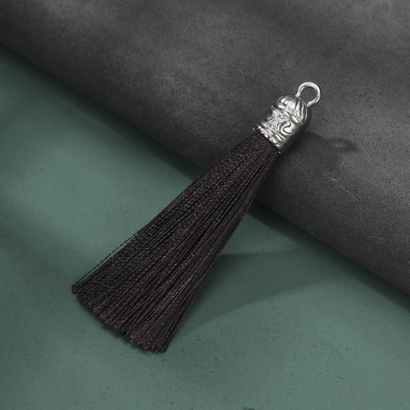 Tamaño pequeño tapa de aleación anillo borla DIY hecho a mano borla accesorios nudo chino Ropa Accesorios estilo antiguo colgante borla image 17