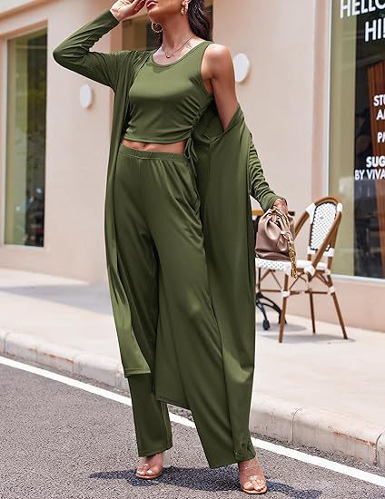 3-teiliges Strickjacken-Westen-Set für Damen mit Kordelzugtaschen – Langärmliges Freizeitoutfit für den eleganten Alltag_voghion.com