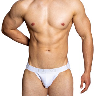 D.M Men's Underwear Low Waist Sexy Solid Color Black and White Stir Thong Dress Fun Basic Threaded Cotton Double Thong