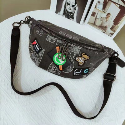 Ladies chest bag 2021 new pattern Washed cowboy Inclined shoulder bag fashion Cloth sticker motion Waist pack leisure time Small bag