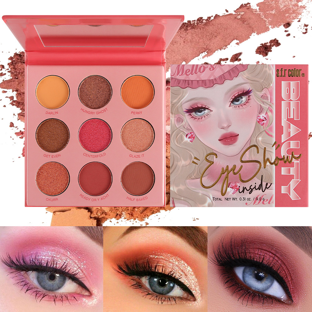 s.f.r color transfronterizo especial para la juventud mate perlada alta saturación nueve color papel sombra de ojos maquillaje al por mayor