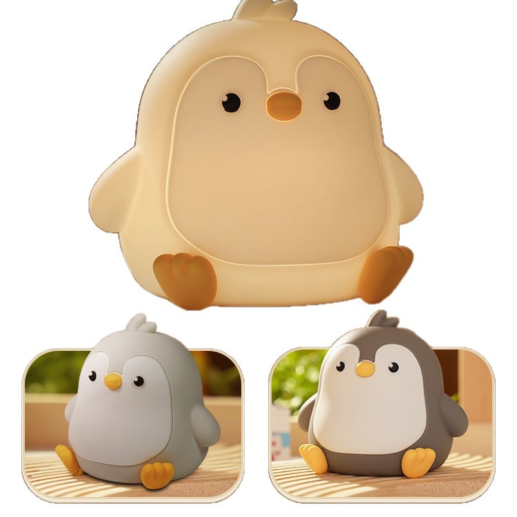 Lampada antistress a forma di pinguino con tocco, batteria a lunga durata, sensore intelligente, luce notturna ambientale ricaricabile in silicone._voghion.com