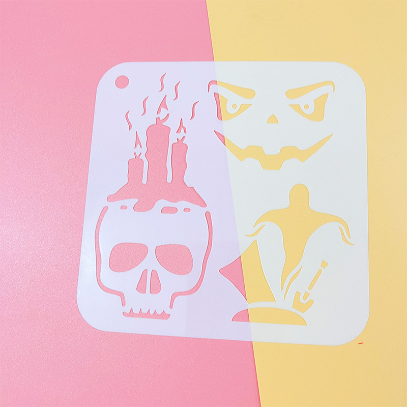 アマゾンハロウィーン手帳絵画テンプレート24種類落書き透かし彫りプラスチック画板児童diy絵画テンプレート|undefined