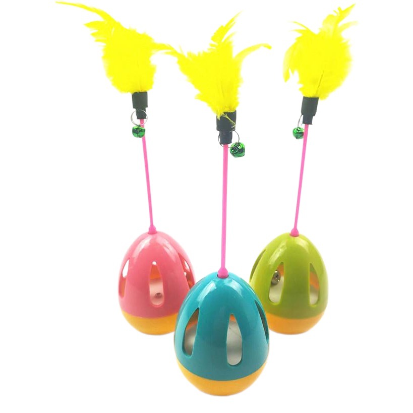 Popular vaso de plumas para gatos con campana para aliviar el aburrimiento, comida lenta, juguete para gatos, gatos domésticos
