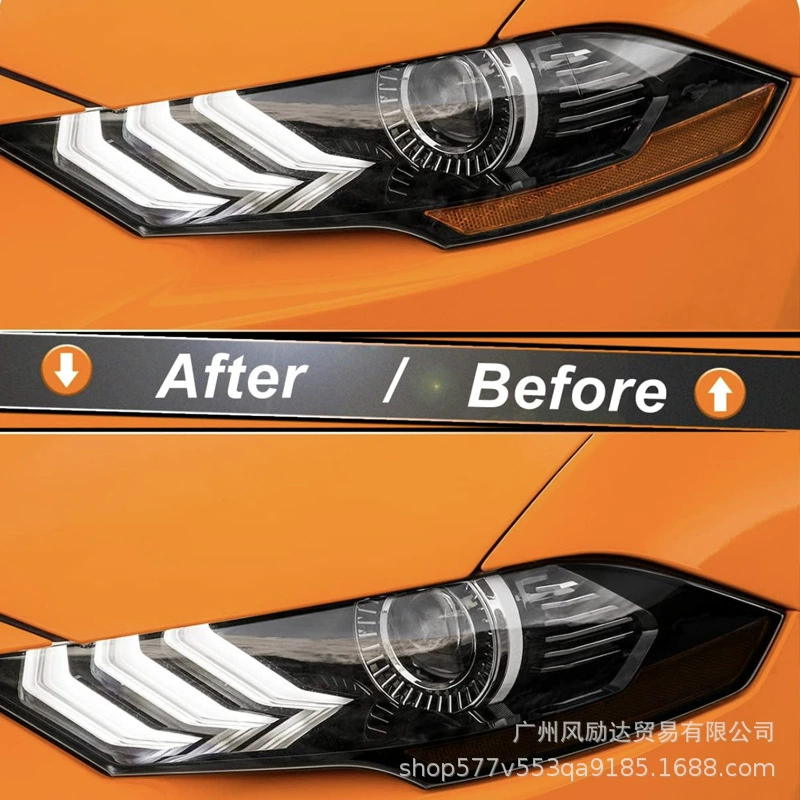 Подходит для передней и задней стороны 2018–2021 Ford Mustang, цветной световой контур из этиленового газа, наклейка на головной свет, готовая к установке