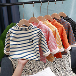 2024 Children's Winter Children's Bottoming Clothes Men's and Women's Baby Thermal Underwear Plus Velvet Bottoming Tops Children's Clothing