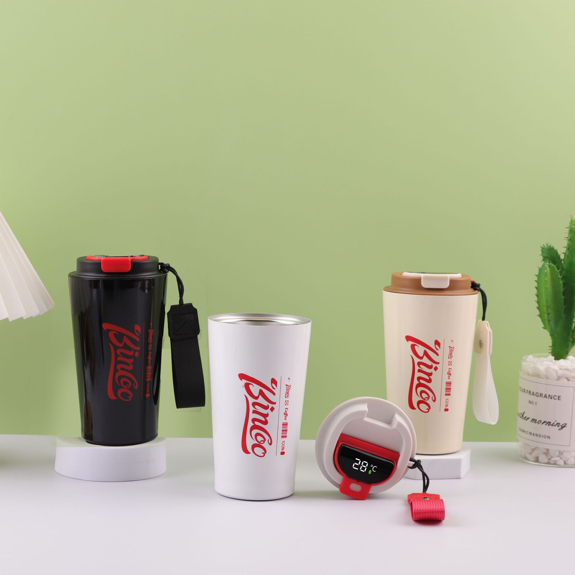 Creativo nuevo 304 acero inoxidable aislamiento térmico taza de café portátil cuerdas de transporte oficina al aire libre taza de agua de café