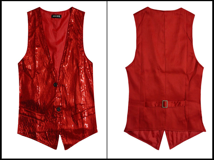 El comercio exterior de Fábrica Directa anfitrión coro de rendimiento de la reunión anual de rendimiento en el escenario mejor hombre fotografía Delgado Chaleco de lentejuelas