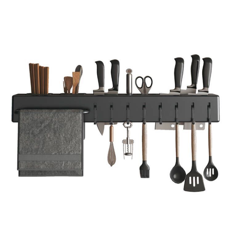 Rack de almacenamiento integrado para herramientas de cuchillo de cocina sin perforación tipo pared multifuncional para herramientas de cuchillo de barril de cocina
