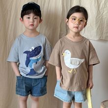 儿童短袖t恤男童夏季纯棉卡通2025新款夏装宽松宝宝女童半袖上衣