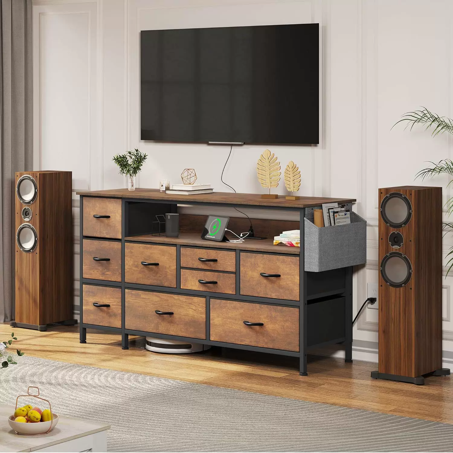 布艺收纳柜电视柜无纺布收纳客厅卧室玄关斗柜九抽电视机抽屉