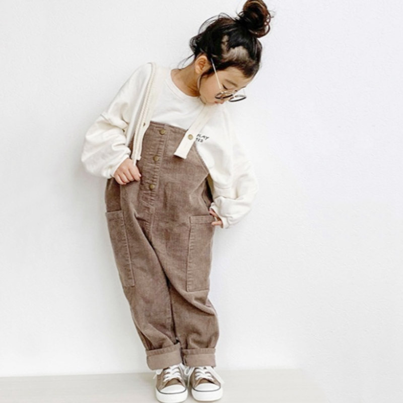 ANKRT Children's Japanese corduroy overall for men and women girl's