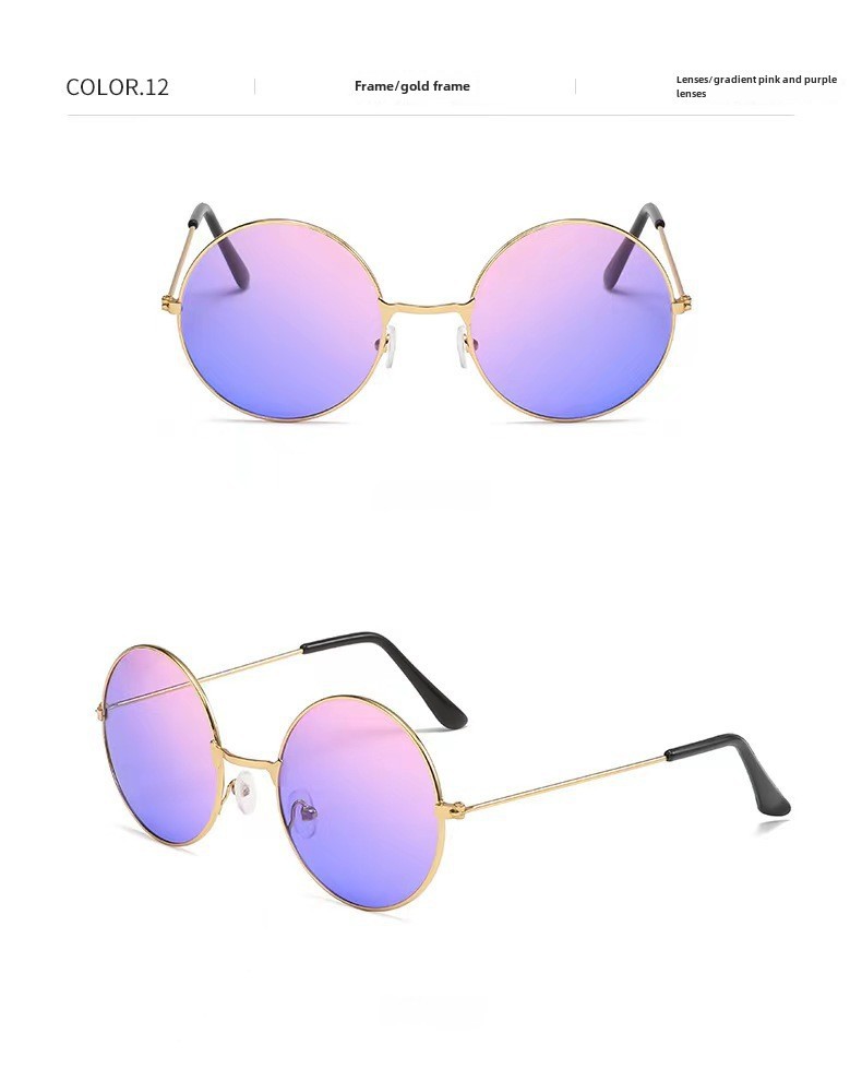 Retro Runde Metall Sonnenbrille Sonnenbrille Neue Unisex Flache Brille Farbe Marine Brille Großhandel_voghion.com
